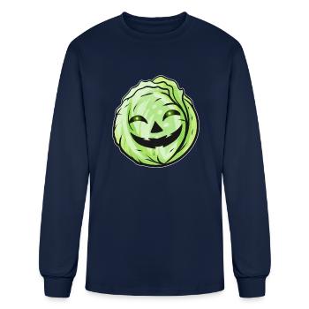 Evil Jack O Lantern Lettuce Halloween - Men's Long Sleeve T-Shirt - navy - Front