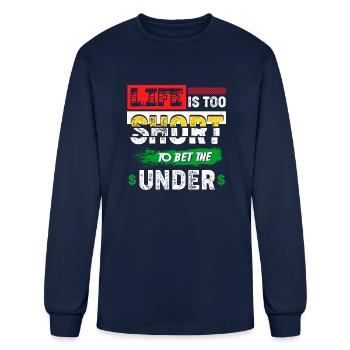 Life Too Short To Bet The Under Tee Retro Betting - Men's Long Sleeve T-Shirt - navy - Front