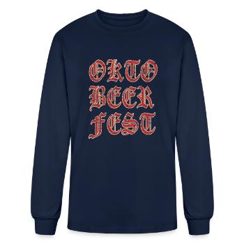 Oktobeerfest Typography Distressed - Men's Long Sleeve T-Shirt - navy - Front