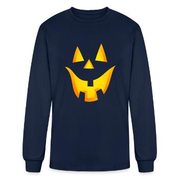 Halloween Jack O Lantern Costume - Men's Long Sleeve T-Shirt - navy - Front