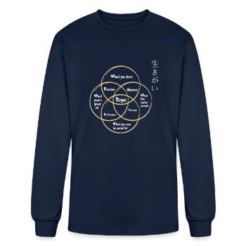 Ikigai Japanese Secret To Success - Men's Long Sleeve T-Shirt - navy - Front