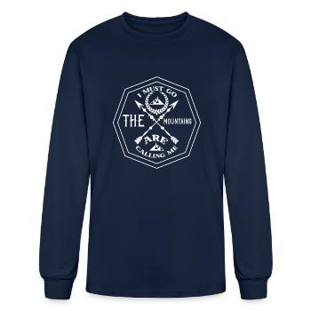 I must go the mountains are calling me - Men's Long Sleeve T-Shirt - navy - Front