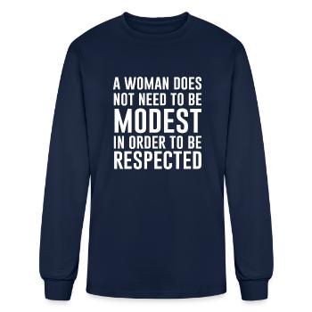 A Woman Does Not Need To Be Modest - Men's Long Sleeve T-Shirt - navy - Front