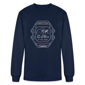 Vintage digital watch clock screen - Men's Long Sleeve T-Shirt - navy - Front
