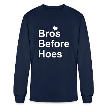 Bros Before Hoes Cute Gay Man Quote - Men's Long Sleeve T-Shirt - navy - Front
