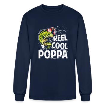 Reel Cool Poppa Funny Fishing - Men's Long Sleeve T-Shirt - navy - Front