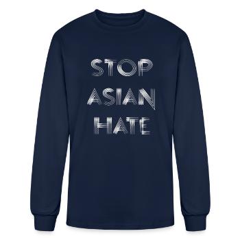 Stop Asian Hate Written With Lines - Men's Long Sleeve T-Shirt - navy - Front