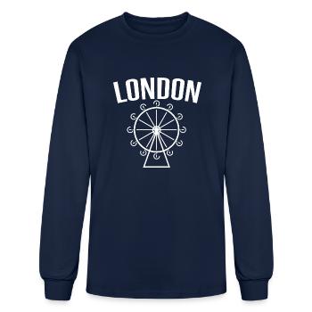 London Wheel - Men's Long Sleeve T-Shirt - navy - Front