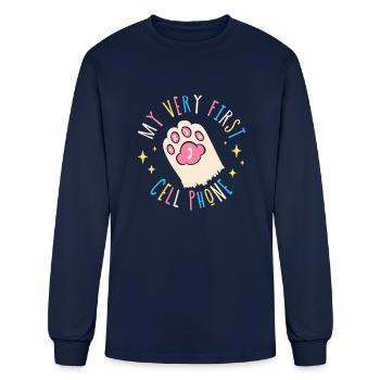 Paws My Very First Cell Phone For Emergency Calls - Men's Long Sleeve T-Shirt - navy - Front