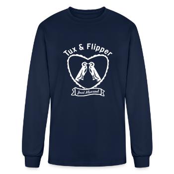 Gay Penguin Wedding - Men's Long Sleeve T-Shirt - navy - Front