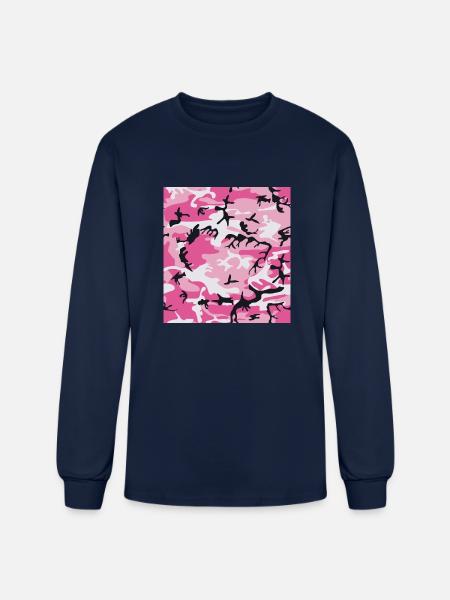 Pink Camo Camouflage - Men's Long Sleeve T-Shirt - navy