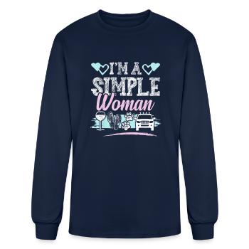 Simple Woman Wine Flip Flops Dog Paw - Men's Long Sleeve T-Shirt - navy - Front