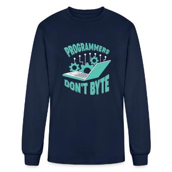 Programmers Don t Byte Software Engineer Gift - Men's Long Sleeve T-Shirt - navy - Front