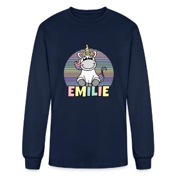 Emilie Name Unicorn - Men's Long Sleeve T-Shirt - navy - Front