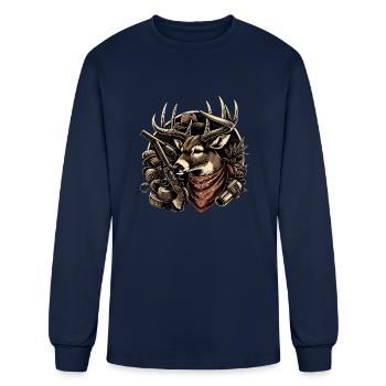 Big Buck Deer Hunting Apparel for Avid Hunters - Men's Long Sleeve T-Shirt - navy - Front