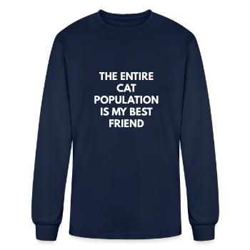 The Entire Cat Population is my Best Friend - Men's Long Sleeve T-Shirt - navy - Front