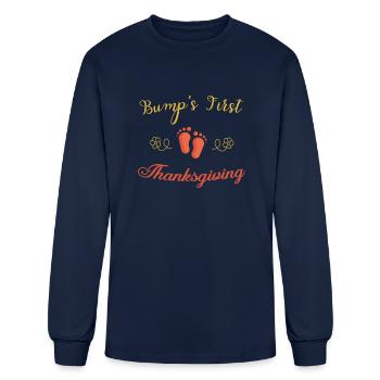 Baby Bumps First Thanksgiving Baby Reveal - Men's Long Sleeve T-Shirt - navy - Front