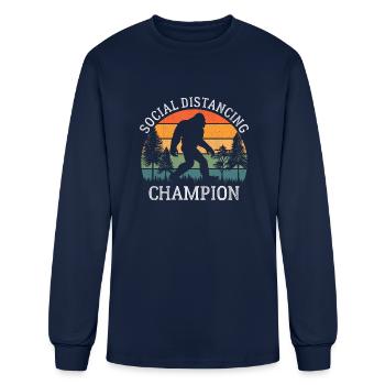 Social Distancing Champion - Men's Long Sleeve T-Shirt - navy - Front