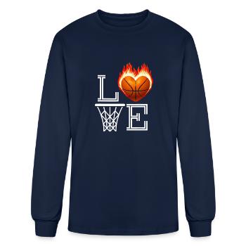 I Love Basketball Mom Life T Shirt - Men's Long Sleeve T-Shirt - navy - Front