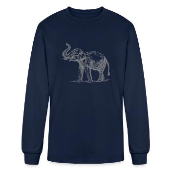 Elephant with Raised Trunk T Shirt - Men's Long Sleeve T-Shirt - navy - Front