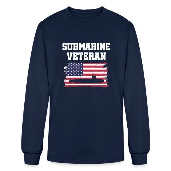 Submarine Veteran American Flag patriots sub tshir - Men's Long Sleeve T-Shirt - navy - Front