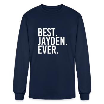 Best. Jayden. Ever. Personalized Name Joke - Men's Long Sleeve T-Shirt - navy - Front