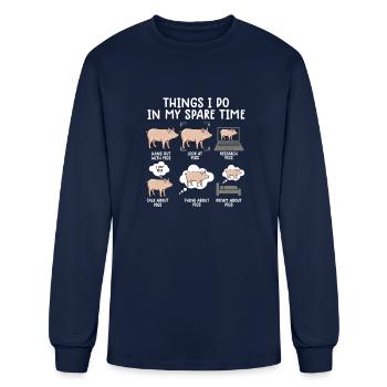 Funny Pig Pig Pig Farm - Men's Long Sleeve T-Shirt - navy - Front