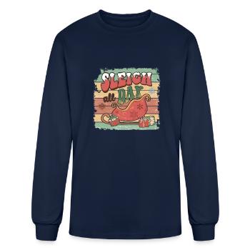 Sleigh all day - Men's Long Sleeve T-Shirt - navy - Front