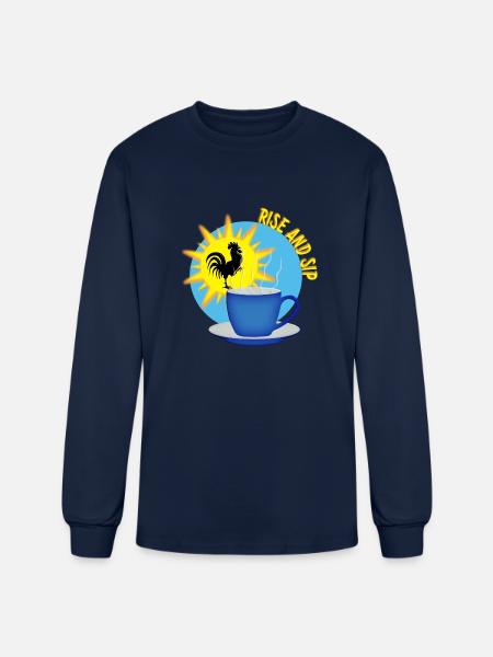 Rise and Sip - Men's Long Sleeve T-Shirt - navy