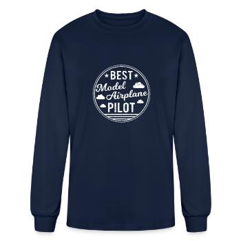 Best Model Airplane Pilot Model Flying - Men's Long Sleeve T-Shirt - navy - Front