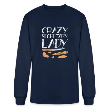 Crazy Secretary Lady School Secretary - Men's Long Sleeve T-Shirt - navy - Front