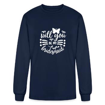 Will You Be My Bridesmaid - Men's Long Sleeve T-Shirt - navy - Front