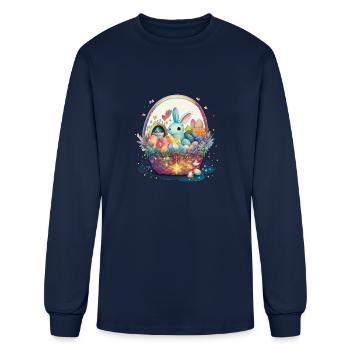 Bunny in Basket! - Men's Long Sleeve T-Shirt - navy - Front