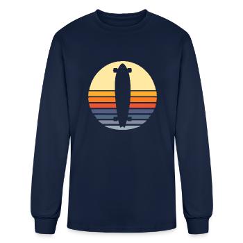Retro Longboard - Men's Long Sleeve T-Shirt - navy - Front