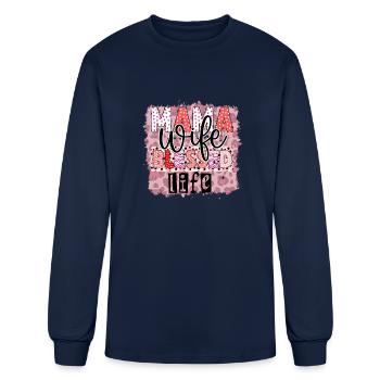 Mama Wife Blessed Life - Men's Long Sleeve T-Shirt - navy - Front