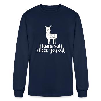 Llama said Knock You Out Funny - Men's Long Sleeve T-Shirt - navy - Front
