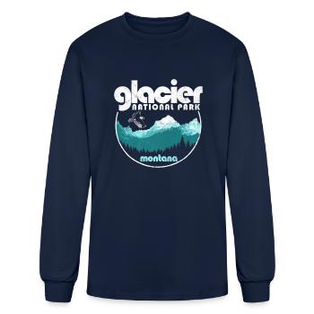 Parc national des Glaciers Montana - T-shirt à manches longues Homme - marine - Devant