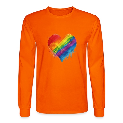 Watercolor Rainbow Pride Heart - LGBTQ LGBT Pride - Men's Long Sleeve T-Shirt
