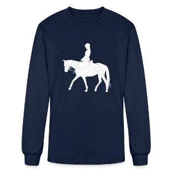 Equestrian White - Men's Long Sleeve T-Shirt - navy - Front
