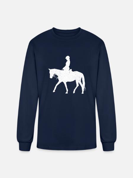 Equestrian White - Men's Long Sleeve T-Shirt - navy