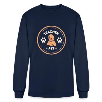 TEACHER PET - Men's Long Sleeve T-Shirt - navy - Front