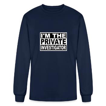 private investigator square graphic - Men's Long Sleeve T-Shirt - navy - Front