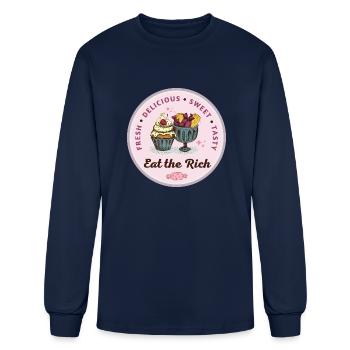 Eat The Rich Funny Socialist Anti Capitalist Retro - Men's Long Sleeve T-Shirt - navy - Front