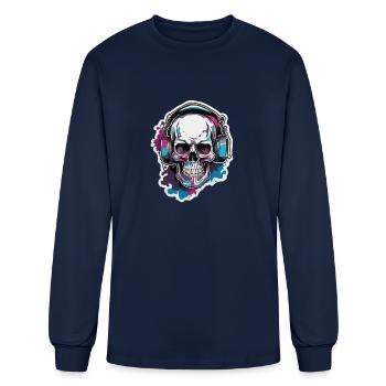 Skull headphones Color Splash - Men's Long Sleeve T-Shirt - navy - Front