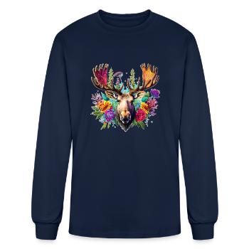 Moose Face - Men's Long Sleeve T-Shirt - navy - Front
