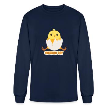 freedom day, chicks and egg, independence - Men's Long Sleeve T-Shirt - navy - Front