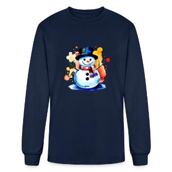 Color Splash: snowman - Men's Long Sleeve T-Shirt - navy - Front