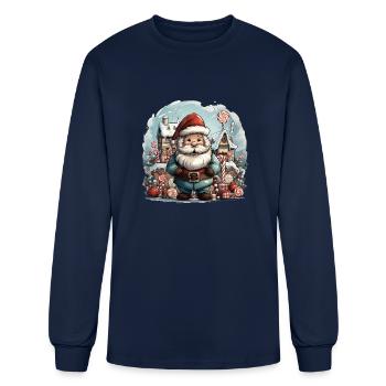 a jolly Santa Claus surround - Men's Long Sleeve T-Shirt - navy - Front
