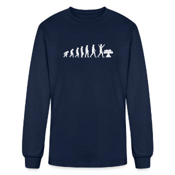Evolution to DJing Funny Electronic Dance Music DJ - Men's Long Sleeve T-Shirt - navy - Front