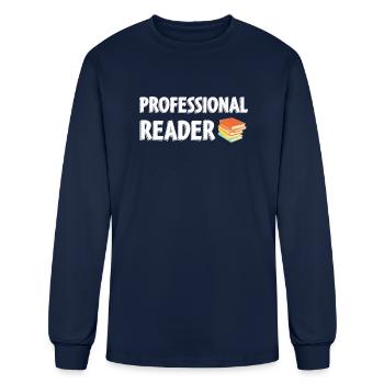 Professional Reader Bookmark - Men's Long Sleeve T-Shirt - navy - Front